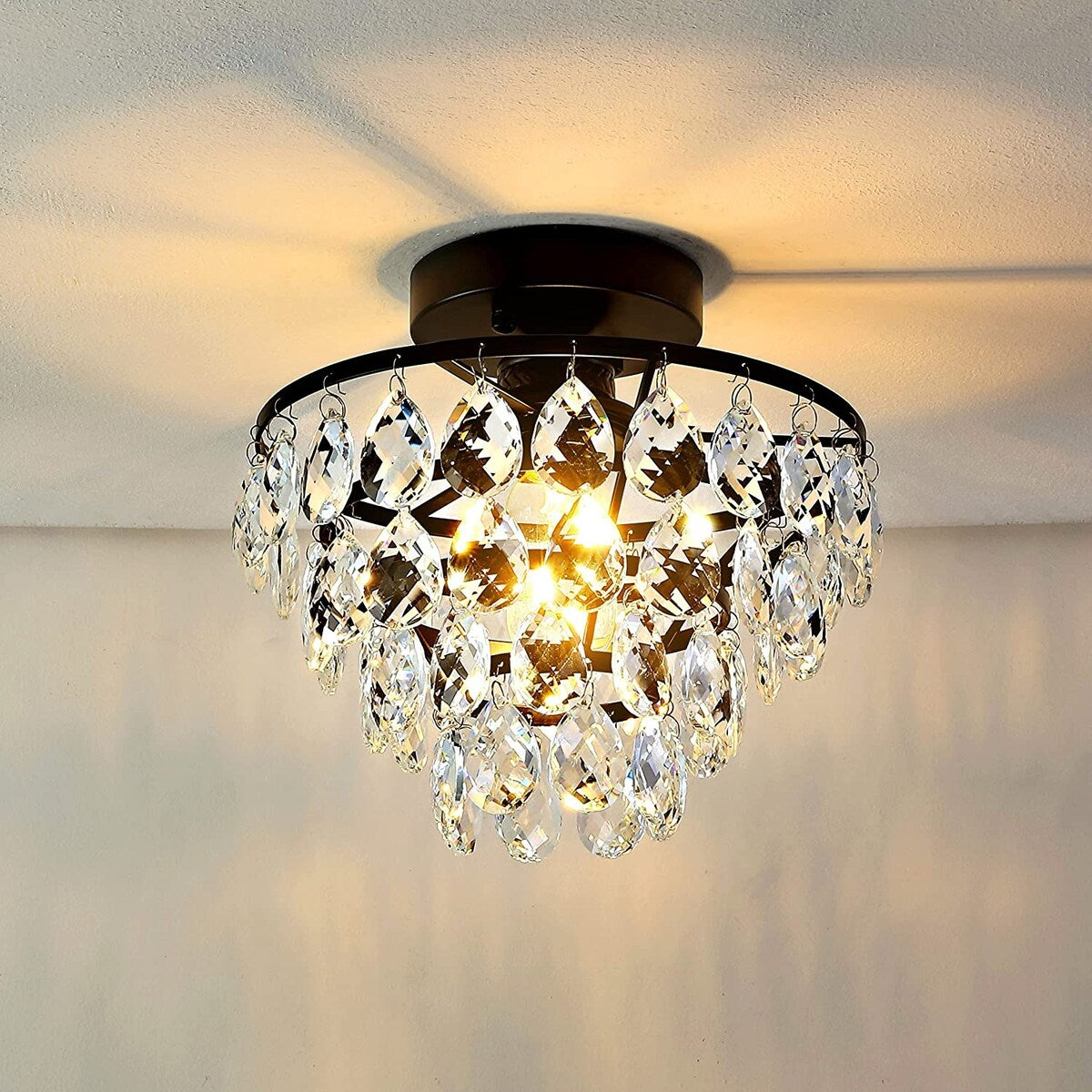 Petit plafonnier en cristal WINGBO, mini-plafonnier semi-encastré... - N/A