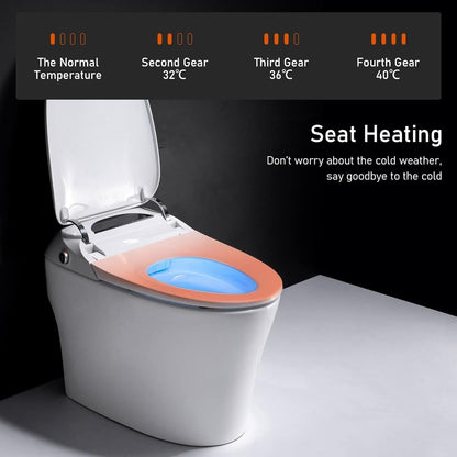 Toilettes intelligentes, bidet monobloc pour salle de bain, toilettes allongées modernes avec eau chaude, double chasse d'eau automatique, fonctionnement par capteur de pied