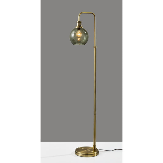 Lampadaire en verre fumé - Laiton