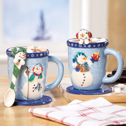 Coffret cadeau tasse et cuillère de Noël Bonhomme de neige