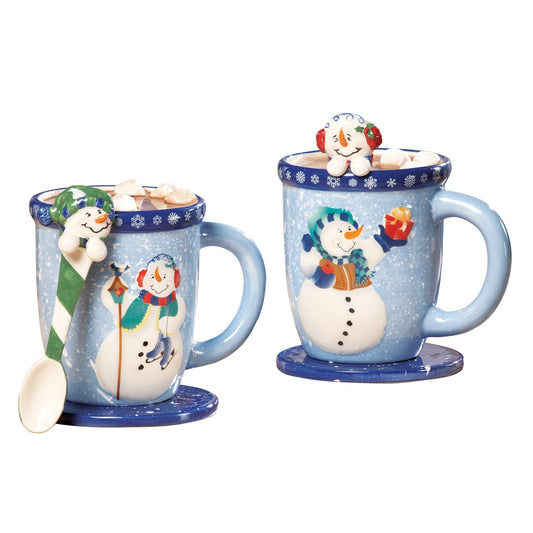 Coffret cadeau tasse et cuillère de Noël Bonhomme de neige