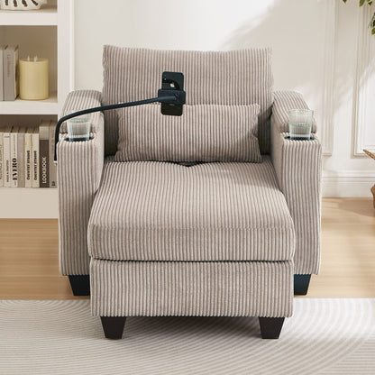 Sofa Chair Sofa Bed Corduroy Sleeper Sofa with USB Ports