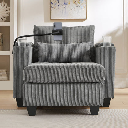 Sofa Chair Sofa Bed Corduroy Sleeper Sofa with USB Ports