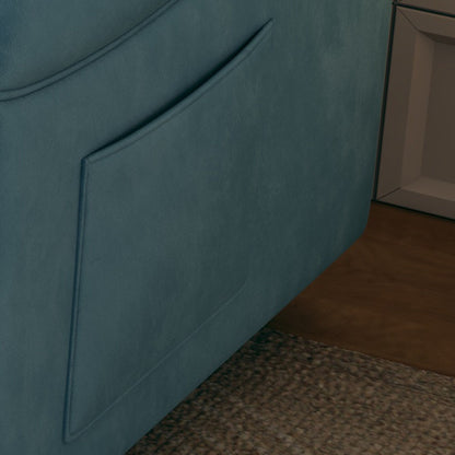 Sofa Showcase: 54 Velvet Blue Sofa Bed - A Dual-Purpose Living Room Gem with a Retractable Bed Option