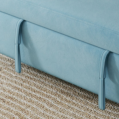 Sofa Showcase: 54 Velvet Blue Sofa Bed - A Dual-Purpose Living Room Gem with a Retractable Bed Option