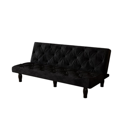 Sofa-to-Bed Evolution: 66 Black Velvet Sofa Bed Transforms Seamlessly, Ideal for Family Living Rooms,Apartments,and Bedrooms