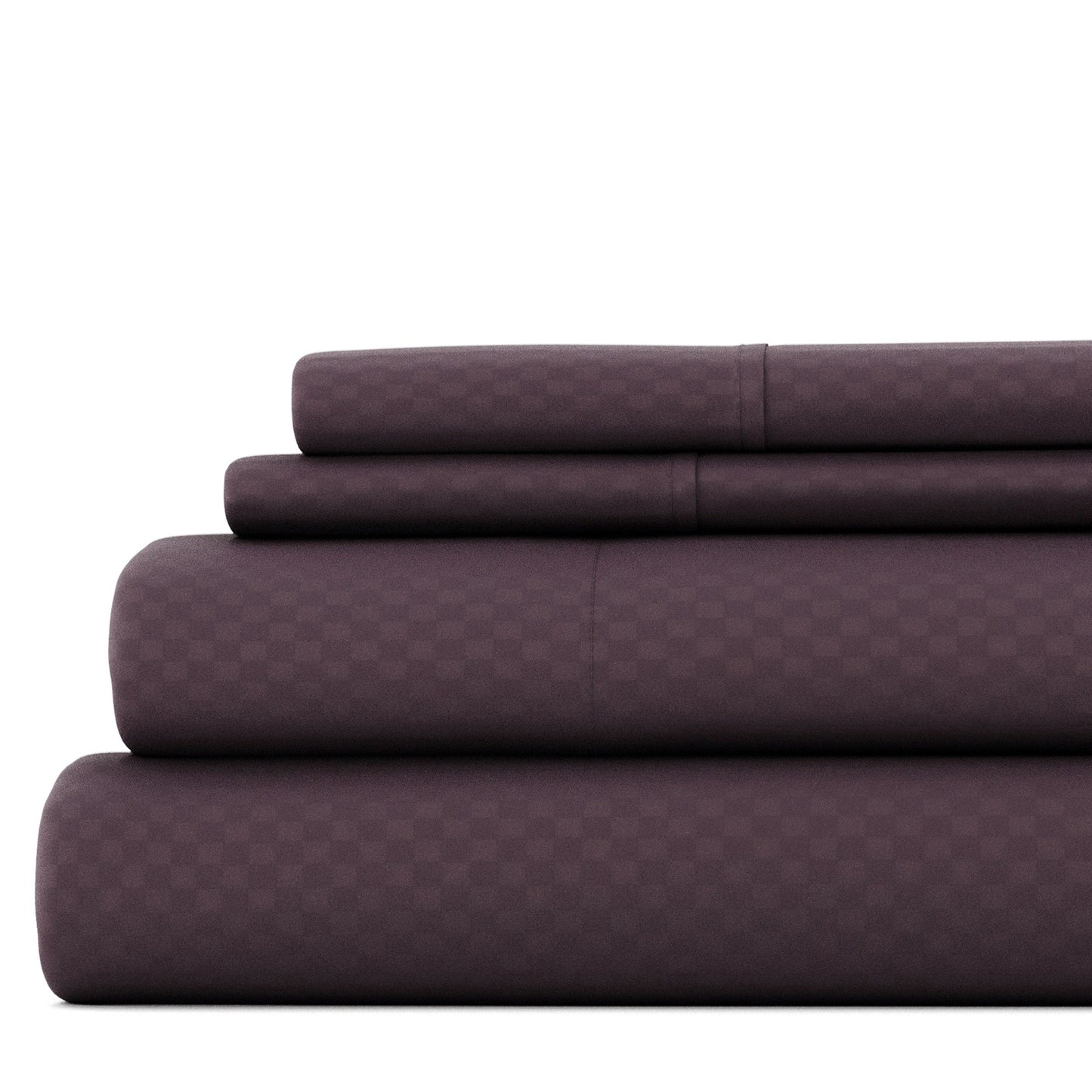 Ensemble de draps à poche profonde Soft Essentials doublement brossé à carreaux gaufrés, 4 pièces