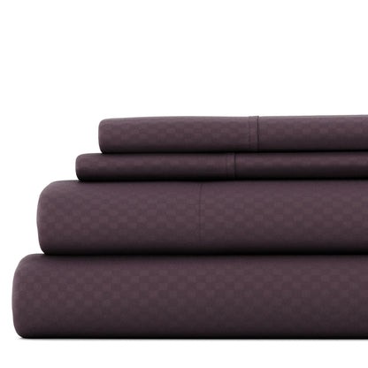 Ensemble de draps à poche profonde Soft Essentials doublement brossé à carreaux gaufrés, 4 pièces