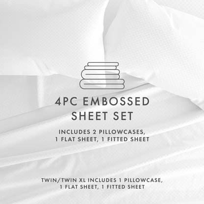 Ensemble de draps à poche profonde Soft Essentials doublement brossé à carreaux gaufrés, 4 pièces