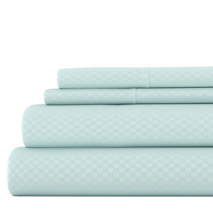 Ensemble de draps à poche profonde Soft Essentials doublement brossé à carreaux gaufrés, 4 pièces