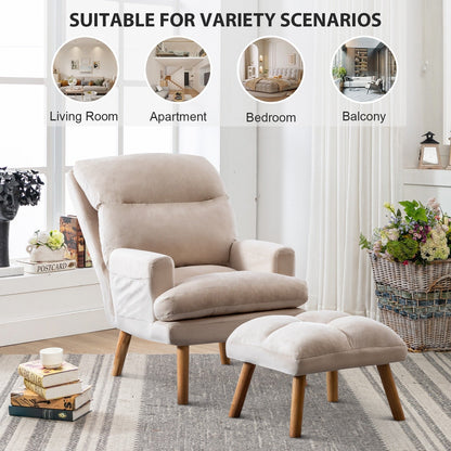 Fauteuil de salon décontracté en tissu doux avec dossier et pieds réglables