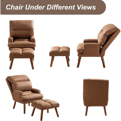 Fauteuil de salon décontracté en tissu doux avec dossier et pieds réglables