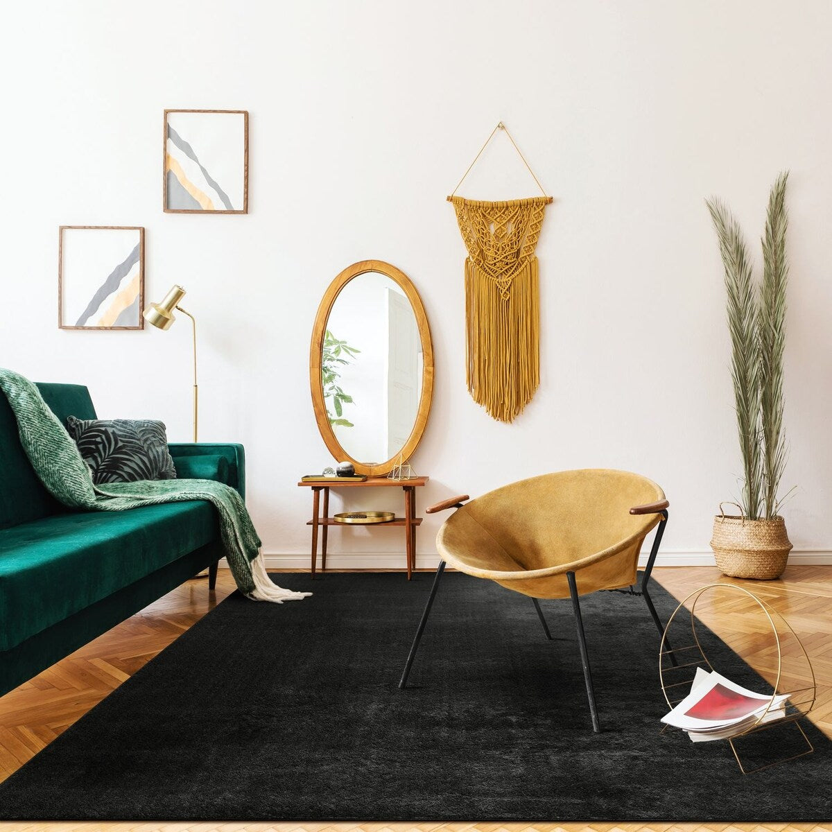 Tapis doux et lavable avec envers antidérapant, couleurs unies