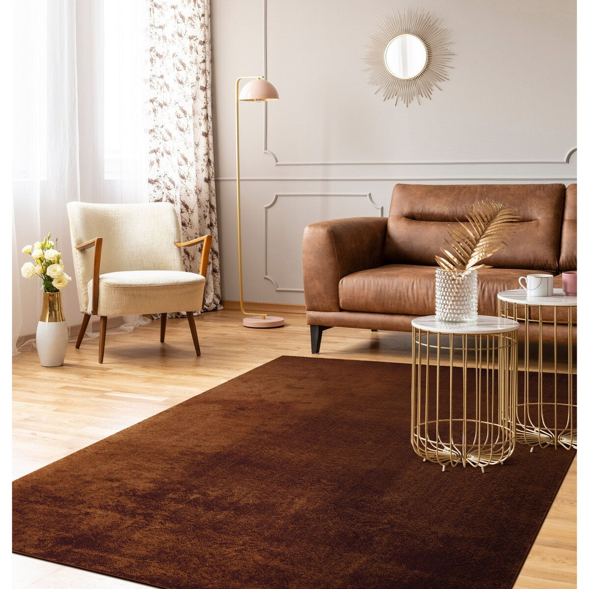 Tapis doux et lavable avec envers antidérapant, couleurs unies