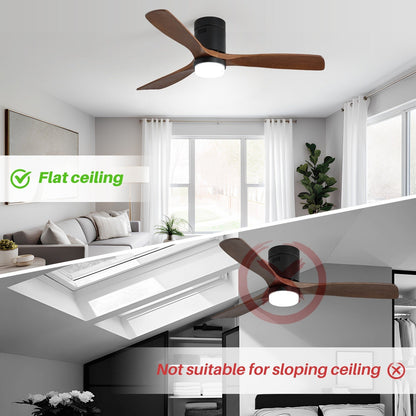 Ventilateur de plafond encastré Sofucor 52 pouces avec télécommande, moteur réversible et éclairage intégré en option