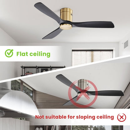 Ventilateur de plafond encastré Sofucor 52 pouces avec télécommande, moteur réversible et éclairage intégré en option