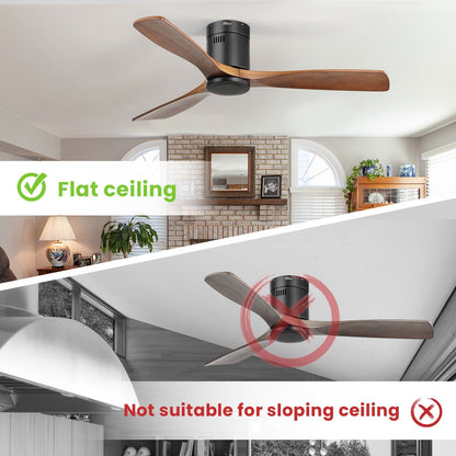 Ventilateur de plafond encastré Sofucor 52 pouces avec télécommande, moteur réversible et éclairage intégré en option