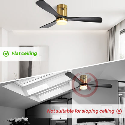 Ventilateur de plafond encastré Sofucor 52 pouces avec télécommande, moteur réversible et éclairage intégré en option