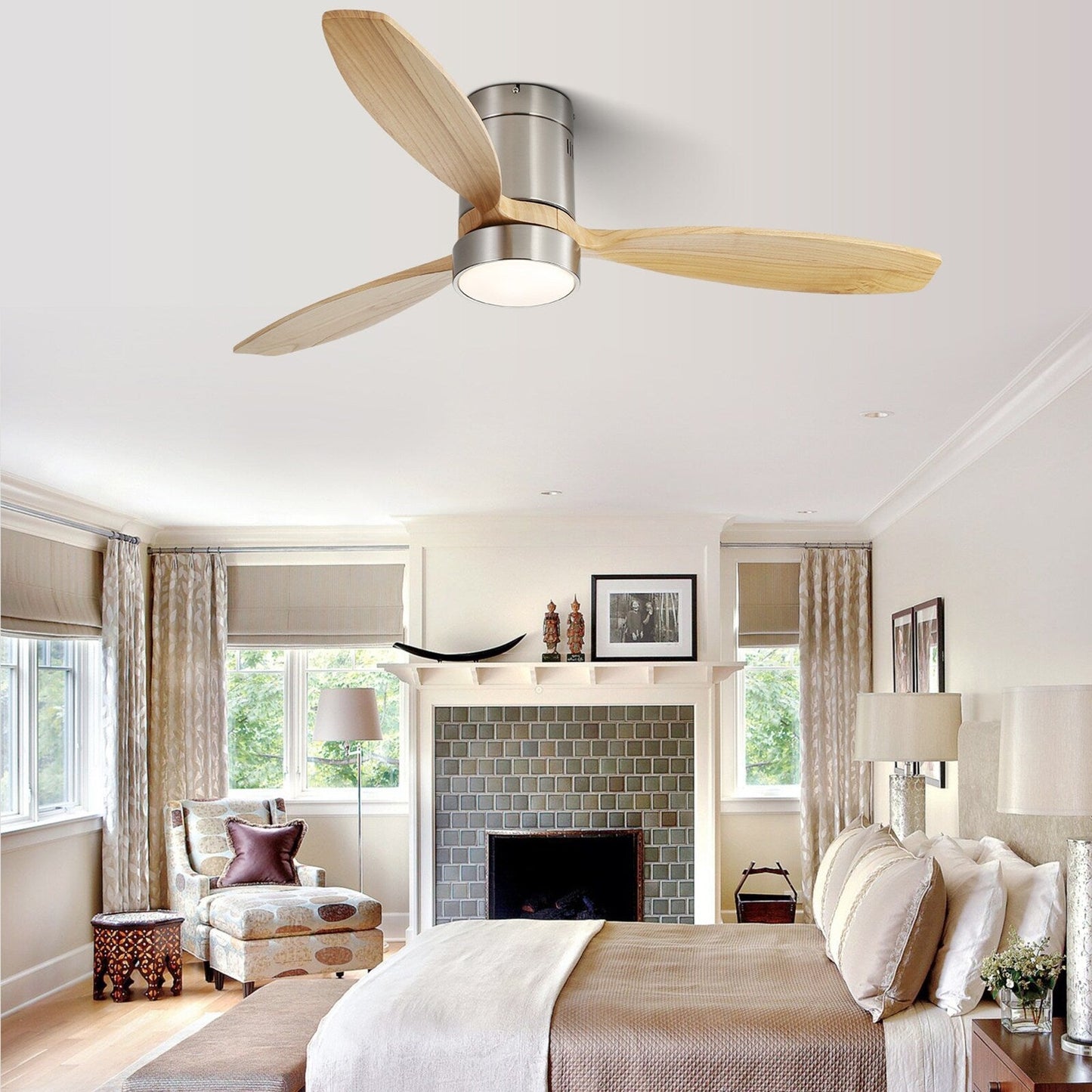 Ventilateur de plafond encastré Sofucor 52 pouces avec télécommande, moteur réversible et éclairage intégré en option
