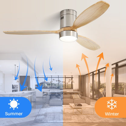 Ventilateur de plafond encastré Sofucor 52 pouces avec télécommande, moteur réversible et éclairage intégré en option