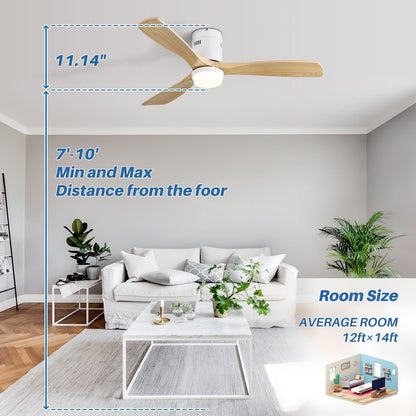 Ventilateur de plafond encastré Sofucor 52 pouces avec télécommande, moteur réversible et éclairage intégré en option