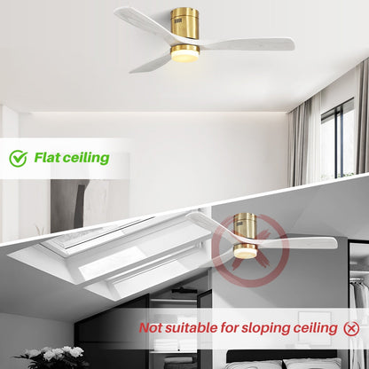 Ventilateur de plafond encastré Sofucor 52 pouces avec télécommande, moteur réversible et éclairage intégré en option