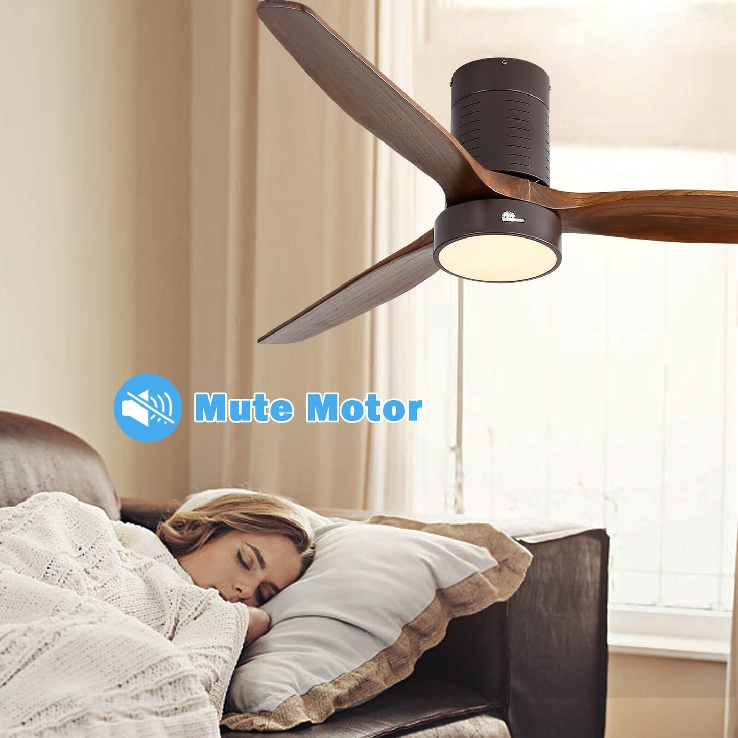 Ventilateur de plafond encastré Sofucor 52 pouces avec télécommande, moteur réversible et éclairage intégré en option