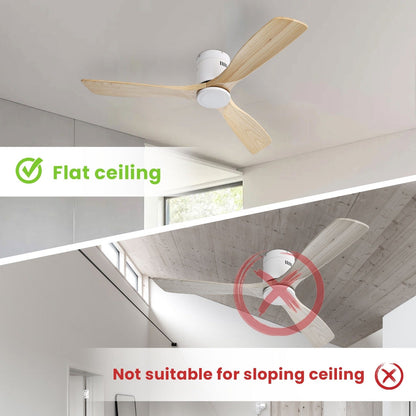 Ventilateur de plafond encastré Sofucor 52 pouces avec télécommande, moteur réversible et éclairage intégré en option