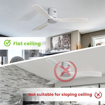 Ventilateur de plafond encastré Sofucor 52 pouces avec télécommande, moteur réversible et éclairage intégré en option