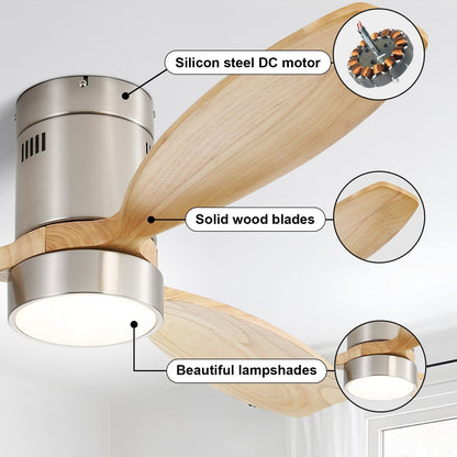 Ventilateur de plafond encastré Sofucor 52 pouces avec télécommande, moteur réversible et éclairage intégré en option