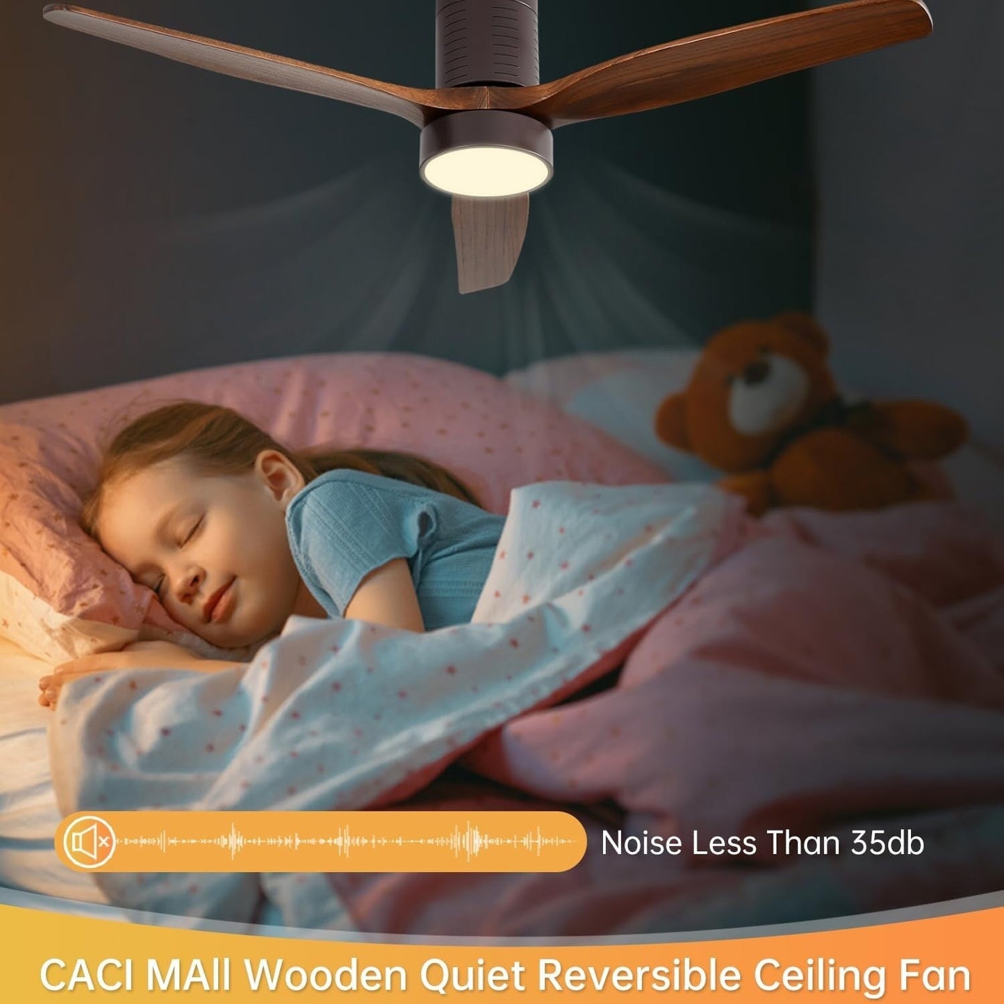 Ventilateur de plafond encastré Sofucor 52 pouces avec télécommande, moteur réversible et éclairage intégré en option