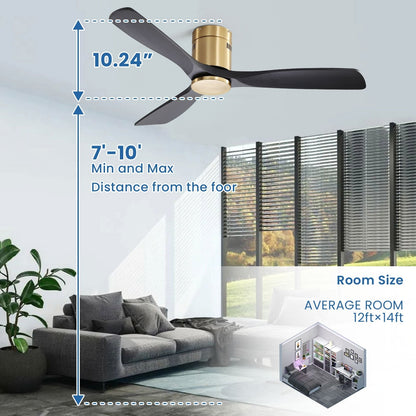 Ventilateur de plafond encastré Sofucor 52 pouces avec télécommande, moteur réversible et éclairage intégré en option