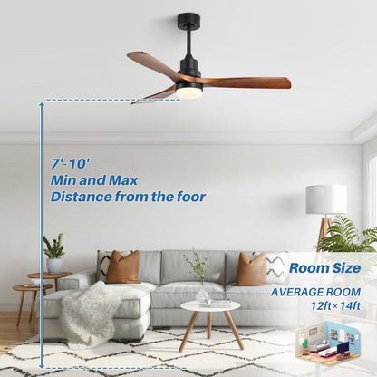 Ventilateur de plafond d'intérieur en bois Sofucor 52 avec télécommande et éclairage intégré en option