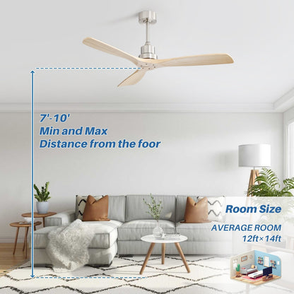 Ventilateur de plafond d'intérieur en bois Sofucor 52 avec télécommande et éclairage intégré en option