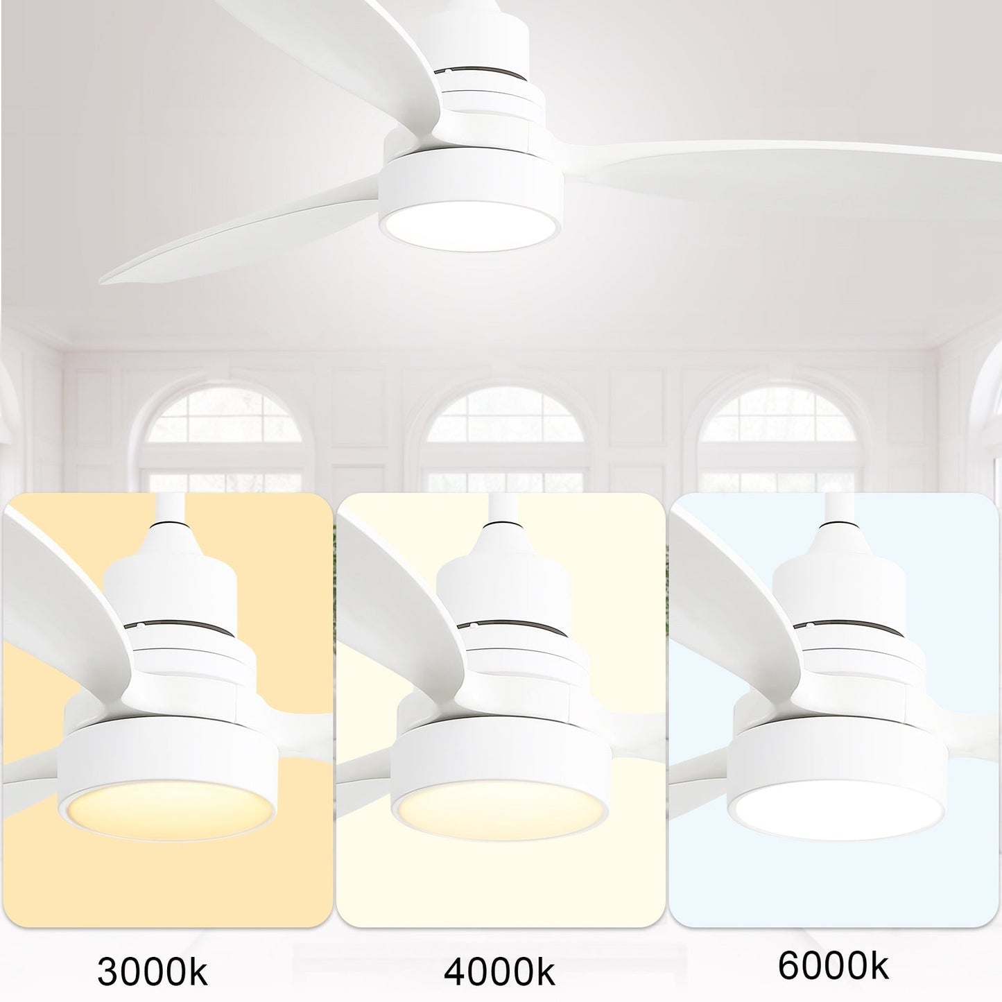 Ventilateur de plafond d'intérieur en bois Sofucor 52 avec télécommande et éclairage intégré en option