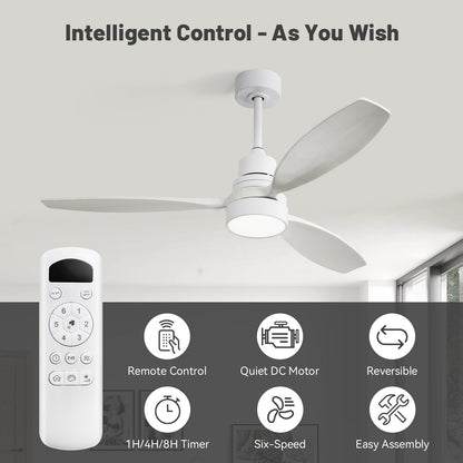 Ventilateur de plafond d'intérieur en bois Sofucor 52 avec télécommande et éclairage intégré en option
