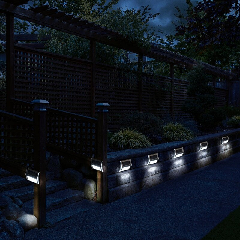 Éclairage solaire de terrasse, éclairage d'escalier à LED, éclairage de marches en acier inoxydable