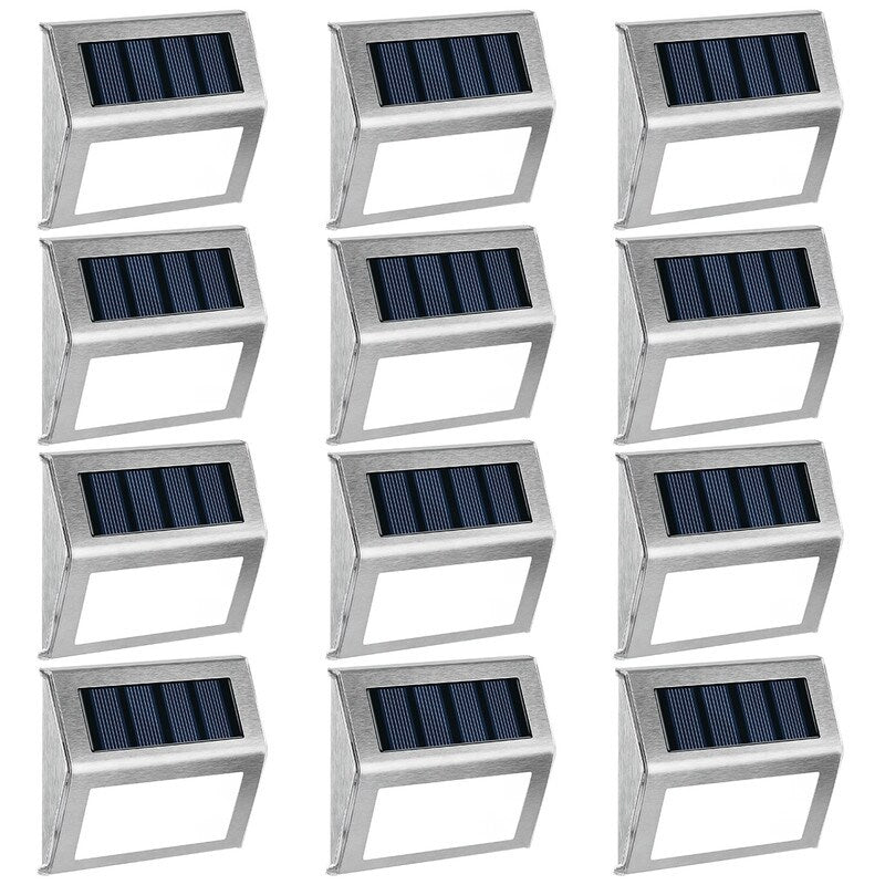 Éclairage solaire de terrasse, éclairage d'escalier à LED, éclairage de marches en acier inoxydable