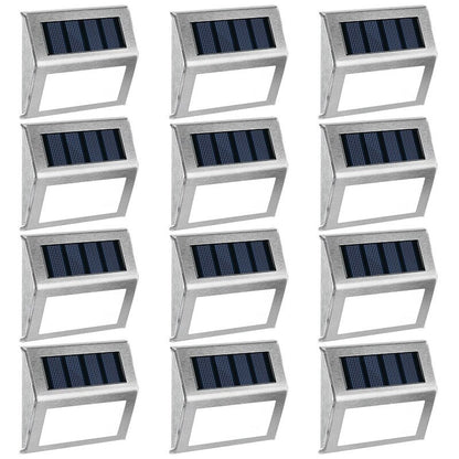 Éclairage solaire de terrasse, éclairage d'escalier à LED, éclairage de marches en acier inoxydable