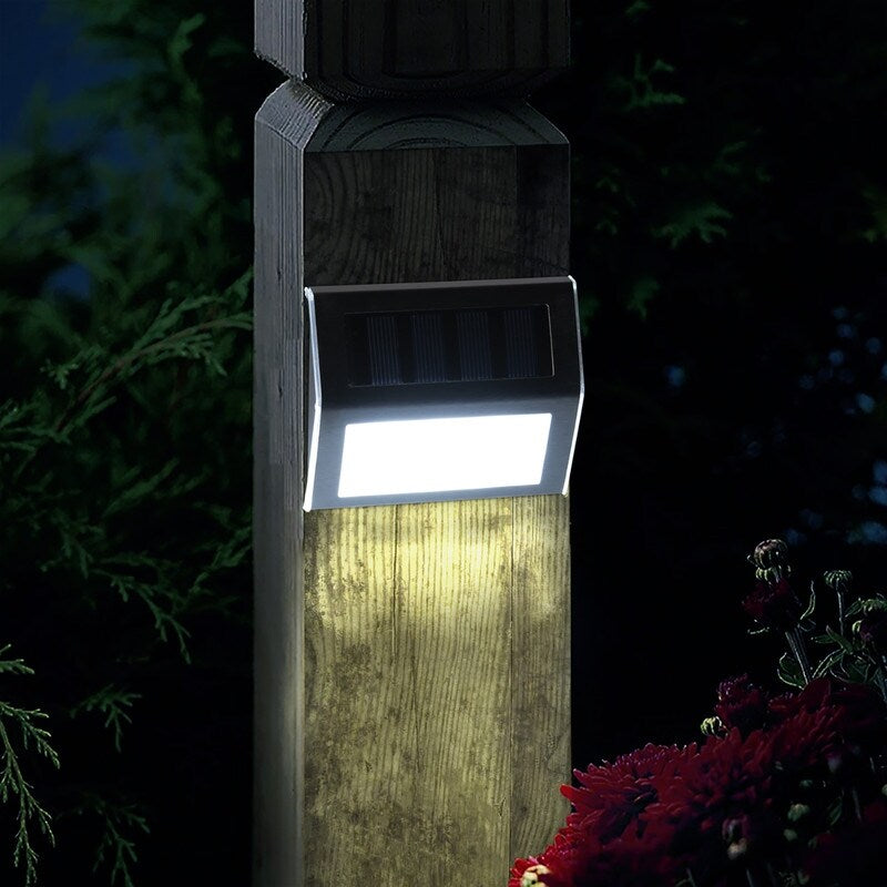 Éclairage solaire de terrasse, éclairage d'escalier à LED, éclairage de marches en acier inoxydable