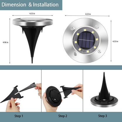 Lampes solaires d'extérieur à disque étanches pour terrasse, jardin et allée