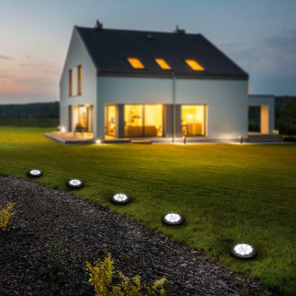 Lampes solaires d'extérieur à disque étanches pour terrasse, jardin et allée