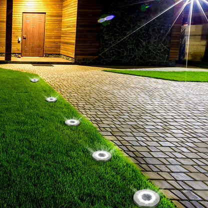 Lampes solaires d'extérieur à disque étanches pour terrasse, jardin et allée