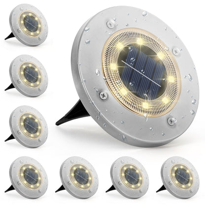 Lampes solaires d'extérieur à disque étanches pour terrasse, jardin et allée