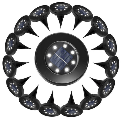 Lampes solaires d'extérieur à disque étanches pour terrasse, jardin et allée
