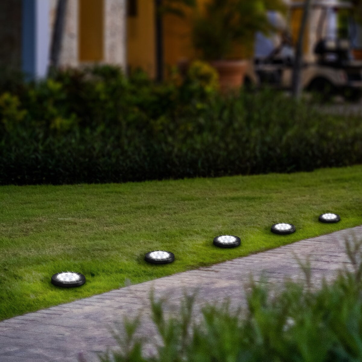 Lampes solaires d'extérieur à disque étanches pour terrasse, jardin et allée