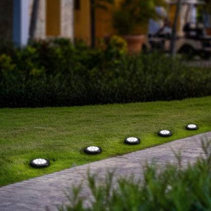 Lampes solaires d'extérieur à disque étanches pour terrasse, jardin et allée