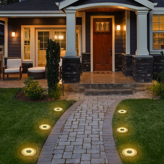 Lampes solaires d'extérieur à disque étanches pour terrasse, jardin et allée