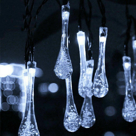 Guirlande lumineuse solaire 21,4 pieds 30 LED Gouttes d'eau Solaire