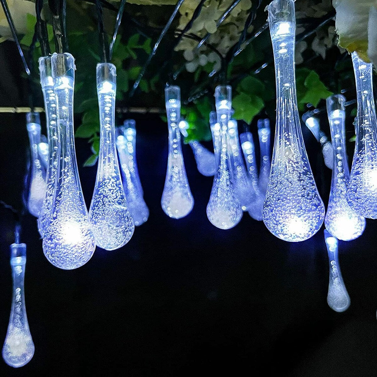 Guirlande lumineuse solaire 21,4 pieds 30 LED Gouttes d'eau Solaire